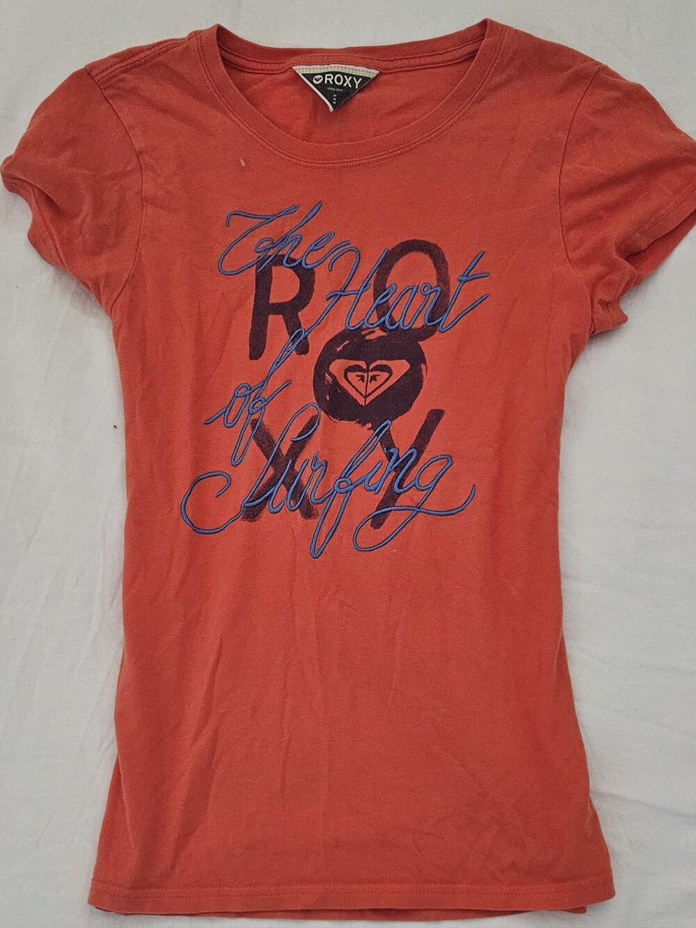 Y2k Roxy Orange Short Sleeve Surf Graphic Tee